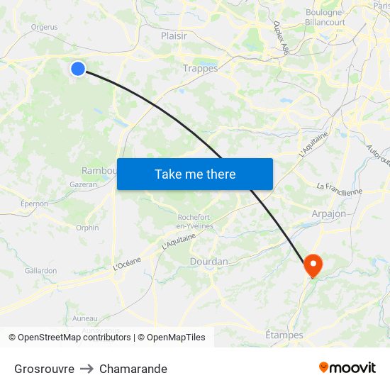 Grosrouvre to Chamarande map