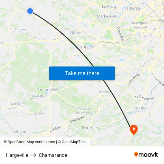 Hargeville to Chamarande map