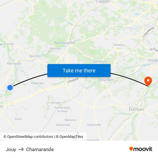 Jouy to Chamarande map