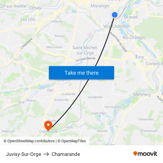 Juvisy-Sur-Orge to Chamarande map