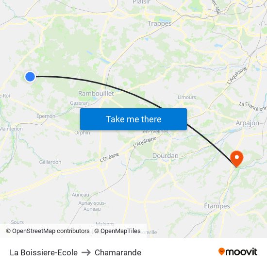 La Boissiere-Ecole to Chamarande map