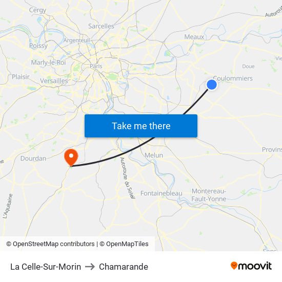 La Celle-Sur-Morin to Chamarande map