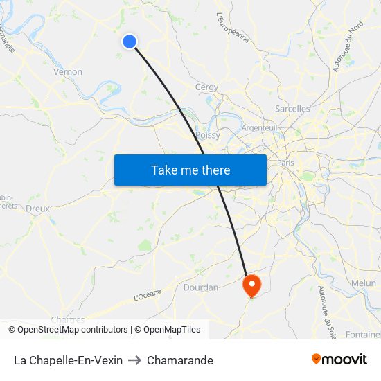 La Chapelle-En-Vexin to Chamarande map