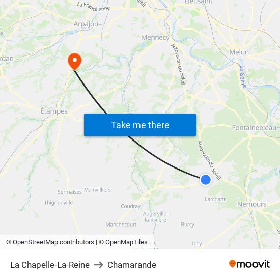 La Chapelle-La-Reine to Chamarande map