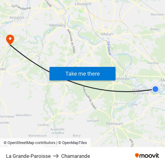 La Grande-Paroisse to Chamarande map