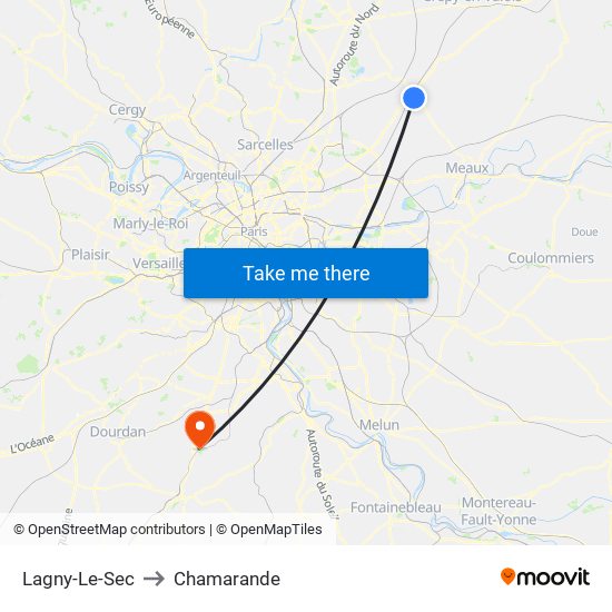 Lagny-Le-Sec to Chamarande map