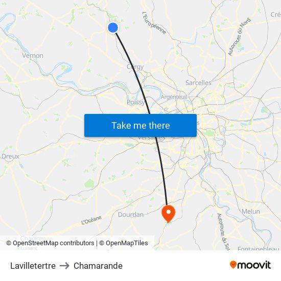 Lavilletertre to Chamarande map