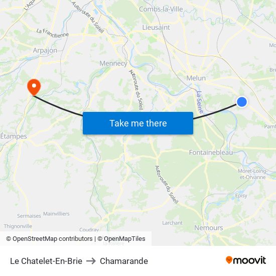 Le Chatelet-En-Brie to Chamarande map