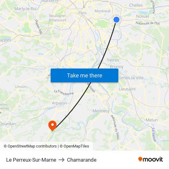 Le Perreux-Sur-Marne to Chamarande map