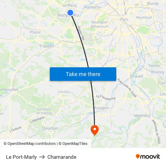 Le Port-Marly to Chamarande map