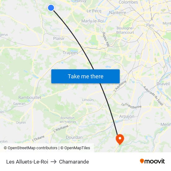 Les Alluets-Le-Roi to Chamarande map