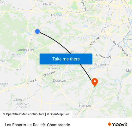 Les Essarts-Le-Roi to Chamarande map