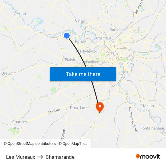 Les Mureaux to Chamarande map