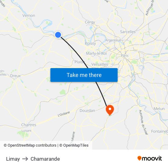 Limay to Chamarande map