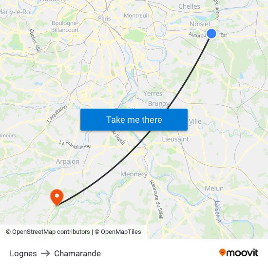 Lognes to Chamarande map