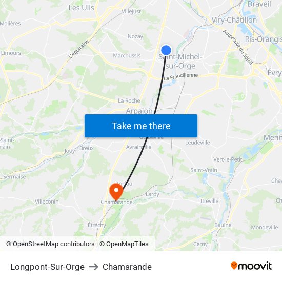 Longpont-Sur-Orge to Chamarande map