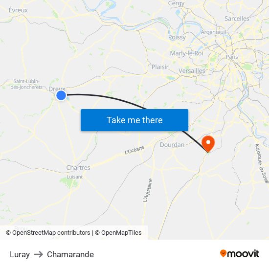 Luray to Chamarande map