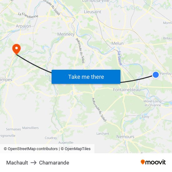 Machault to Chamarande map