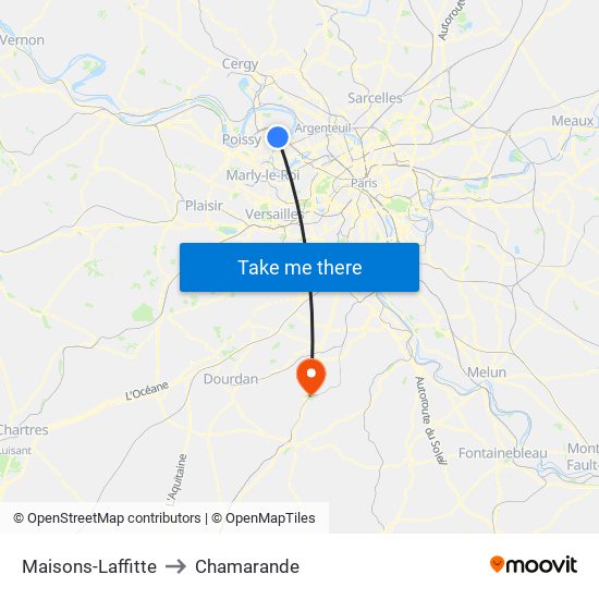 Maisons-Laffitte to Chamarande map