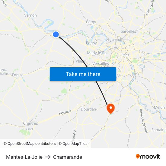 Mantes-La-Jolie to Chamarande map