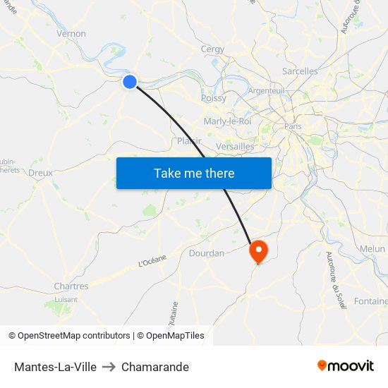Mantes-La-Ville to Chamarande map