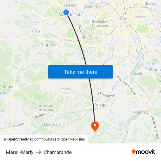 Mareil-Marly to Chamarande map