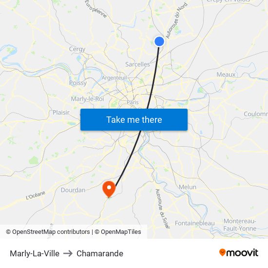 Marly-La-Ville to Chamarande map