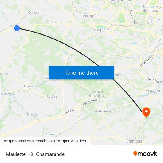 Maulette to Chamarande map