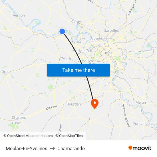 Meulan-En-Yvelines to Chamarande map