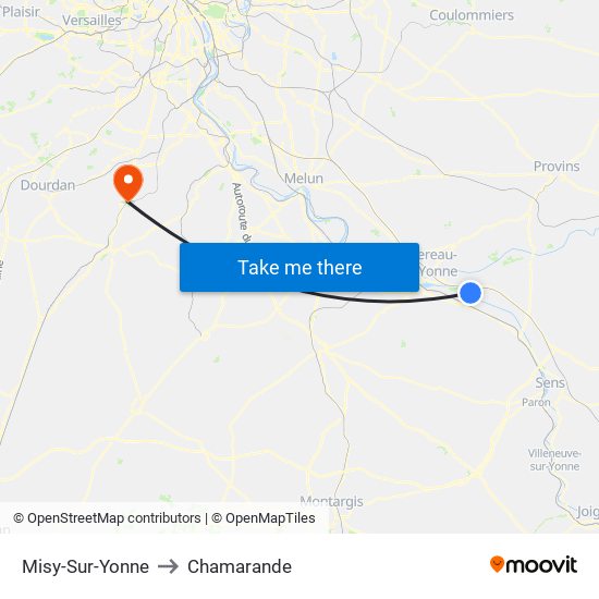Misy-Sur-Yonne to Chamarande map