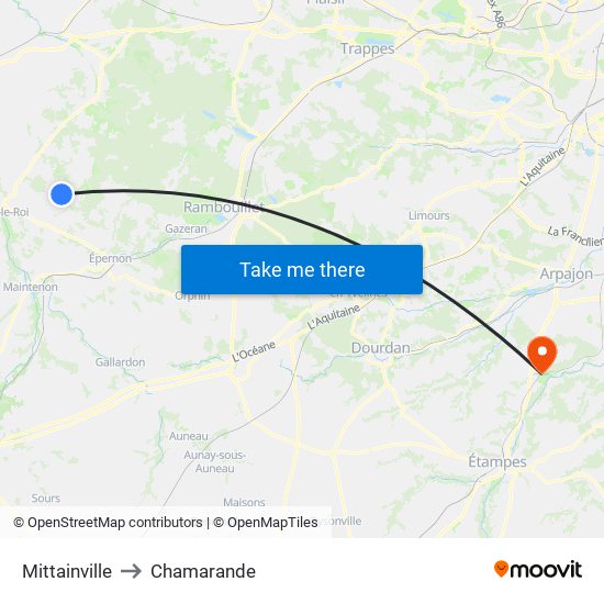 Mittainville to Chamarande map