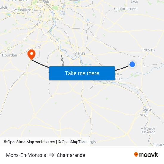 Mons-En-Montois to Chamarande map