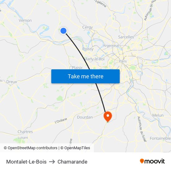 Montalet-Le-Bois to Chamarande map