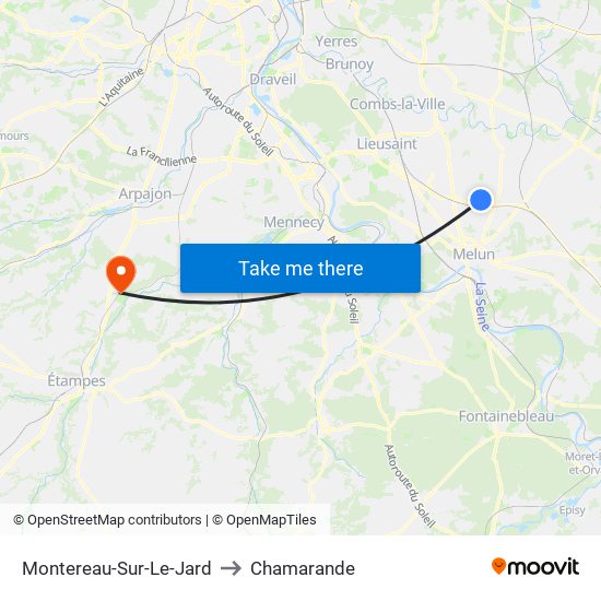 Montereau-Sur-Le-Jard to Chamarande map