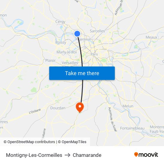 Montigny-Les-Cormeilles to Chamarande map