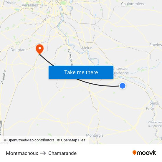 Montmachoux to Chamarande map