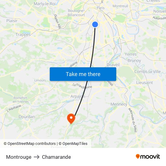 Montrouge to Chamarande map