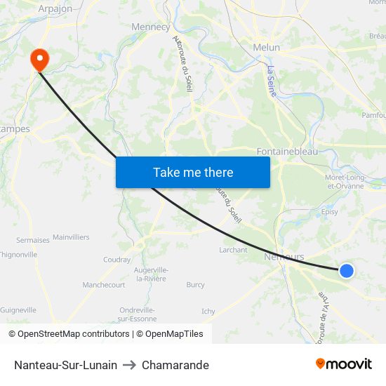 Nanteau-Sur-Lunain to Chamarande map
