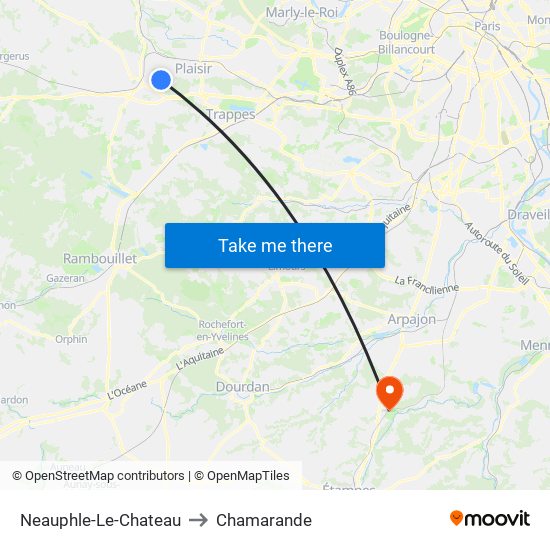 Neauphle-Le-Chateau to Chamarande map