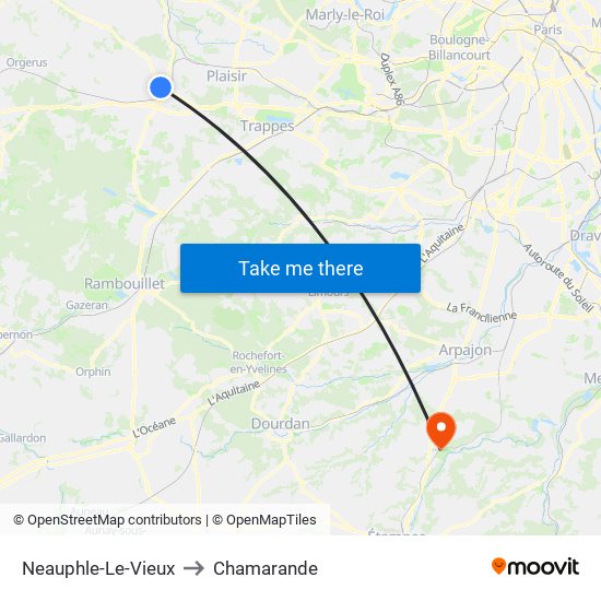 Neauphle-Le-Vieux to Chamarande map