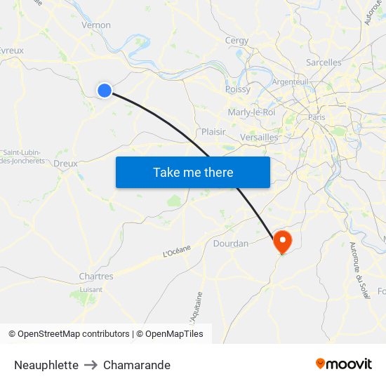 Neauphlette to Chamarande map