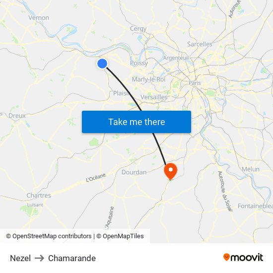Nezel to Chamarande map