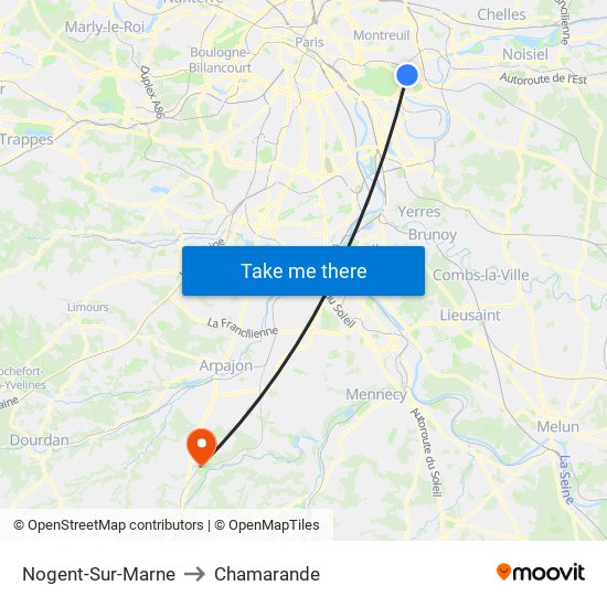 Nogent-Sur-Marne to Chamarande map
