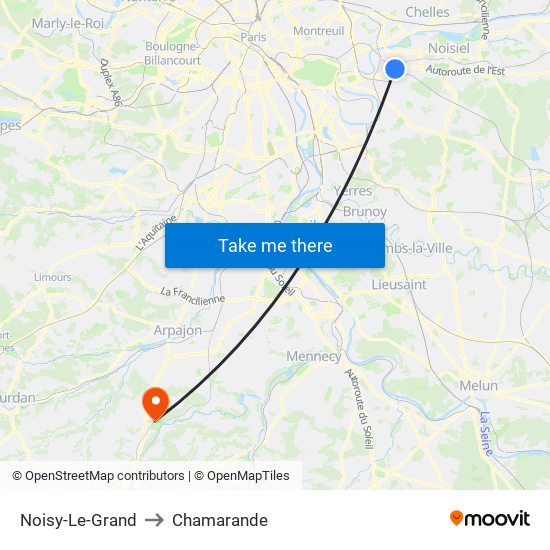 Noisy-Le-Grand to Chamarande map
