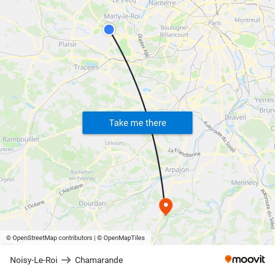 Noisy-Le-Roi to Chamarande map