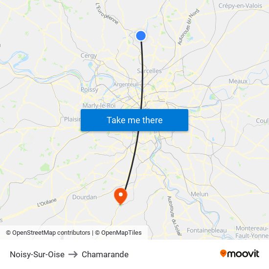 Noisy-Sur-Oise to Chamarande map