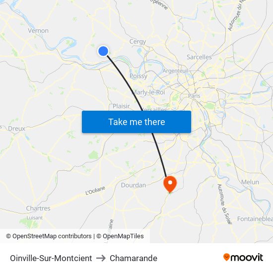 Oinville-Sur-Montcient to Chamarande map