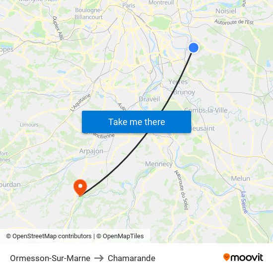 Ormesson-Sur-Marne to Chamarande map