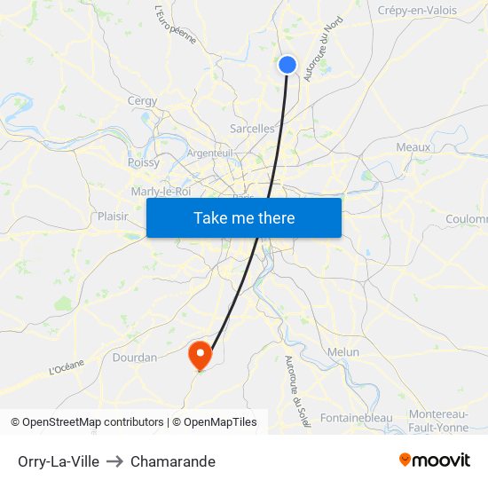 Orry-La-Ville to Chamarande map