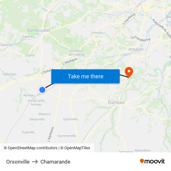Orsonville to Chamarande map